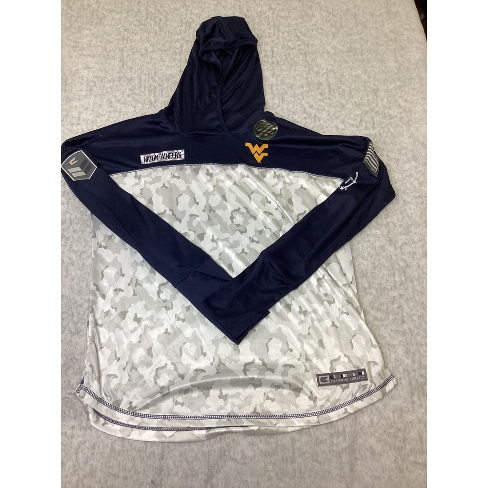 Colosseum‎ WVU Mountaineers OHT Camo Lightweight Hoodie Navy Grey Womens L NEW